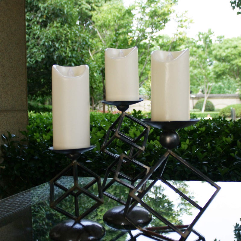 QIDEA Flameless Outdoor Waterproof LED Pillar Candle with Remote Timer Battery Operated Flickering Resin Candle Light for Halloween Christmas Wedding Party Centerpiece Decorations Supplies 3â€x 7â€ 2-Pack - Image 5